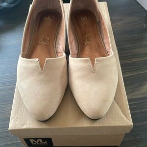 NIB! Beige Nubuck Leather Flats. Size 7